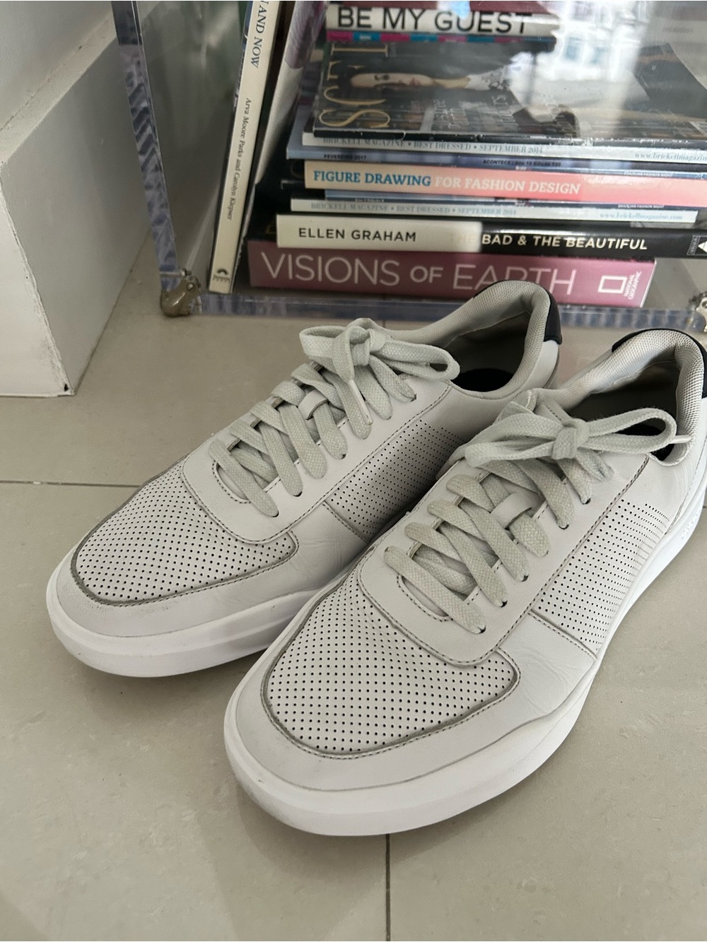 Cole Haan Grand Men's White Perforated Leather Sneakers - Picture 11 of 11